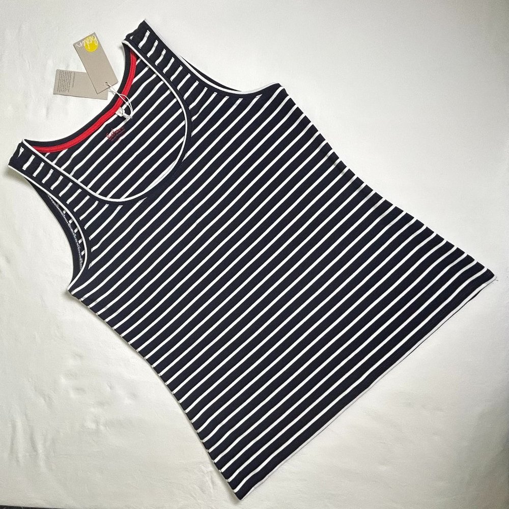 Boden Cotton Tank Top Navy Blue & White Stripe